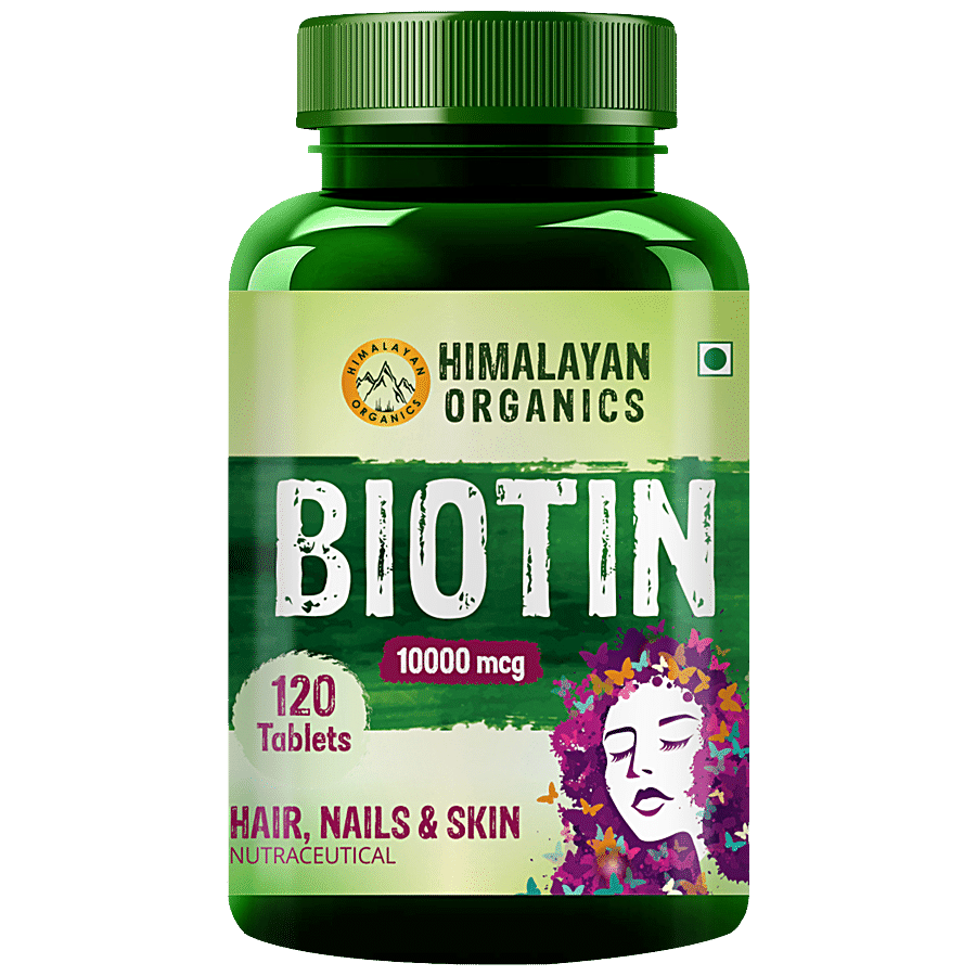 Himalayan Organics Biotin 10000 MCG Supplement Tablets - For Healthy Hair