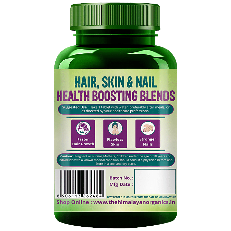 Himalayan Organics Biotin Supplement Tablets - With Keratin & Piperine