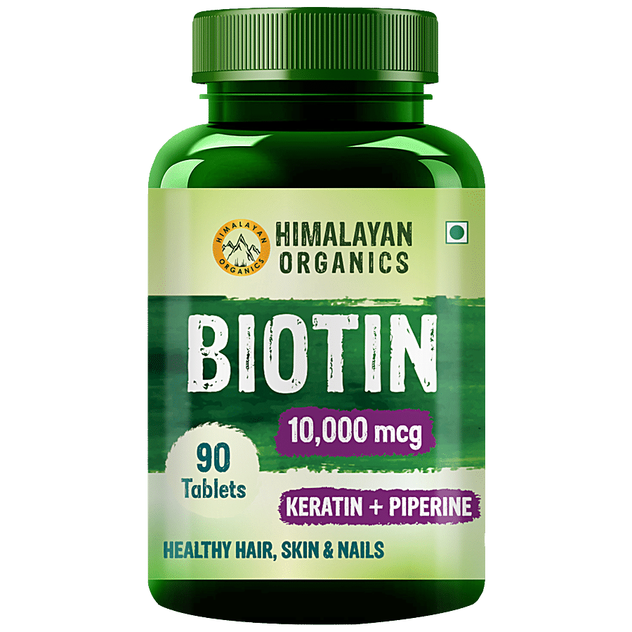 Himalayan Organics Biotin Supplement Tablets - With Keratin & Piperine