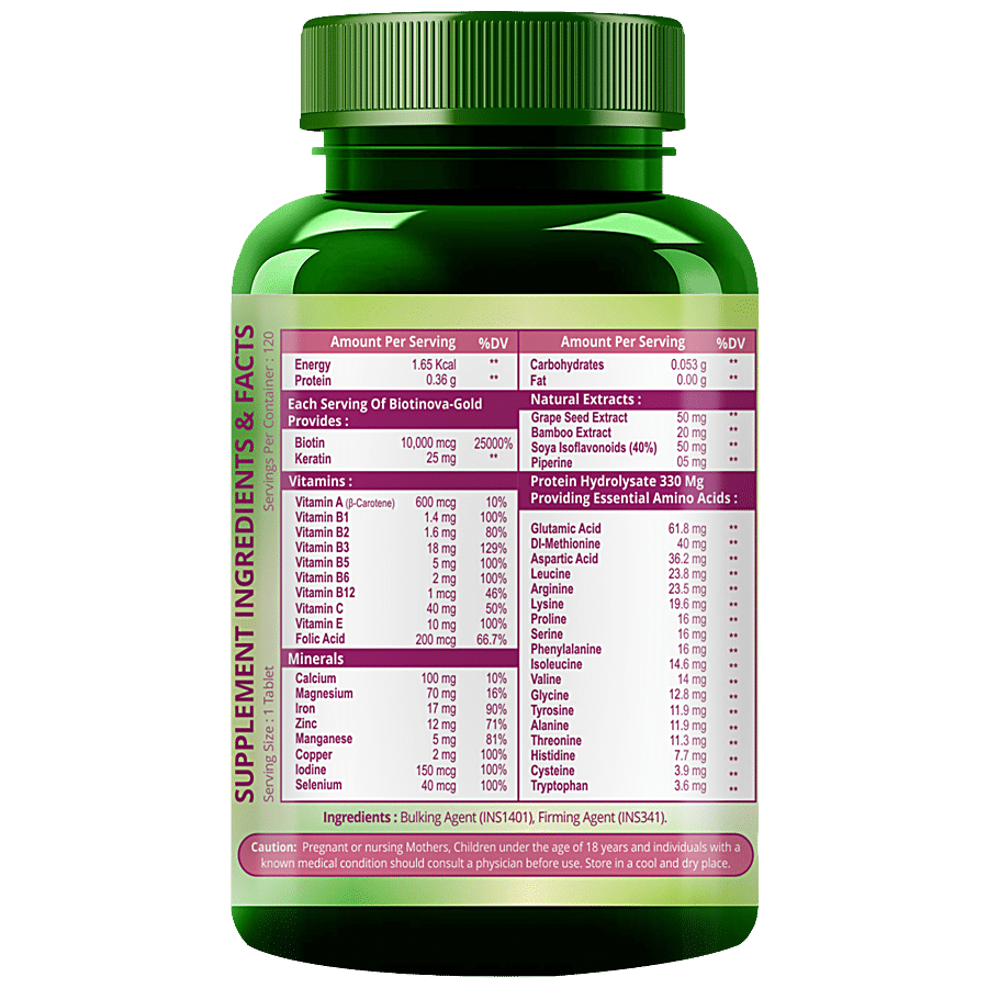 Himalayan Organics Biotin Supplement Tablets - With Keratin