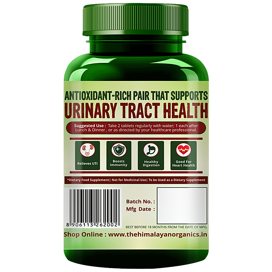 Himalayan Organics D-Mannose & Cranberry Dietary Supplement Tablets - For Healthy Urinary Tract