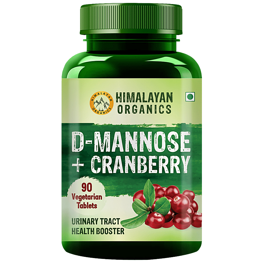 Himalayan Organics D-Mannose & Cranberry Dietary Supplement Tablets - For Healthy Urinary Tract