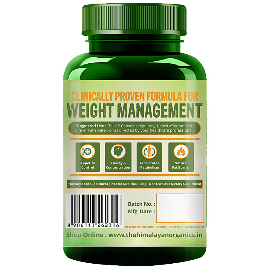 Himalayan Organics Garcinia Cambogia Dietary Supplement Capsules - For Weight Loss Management