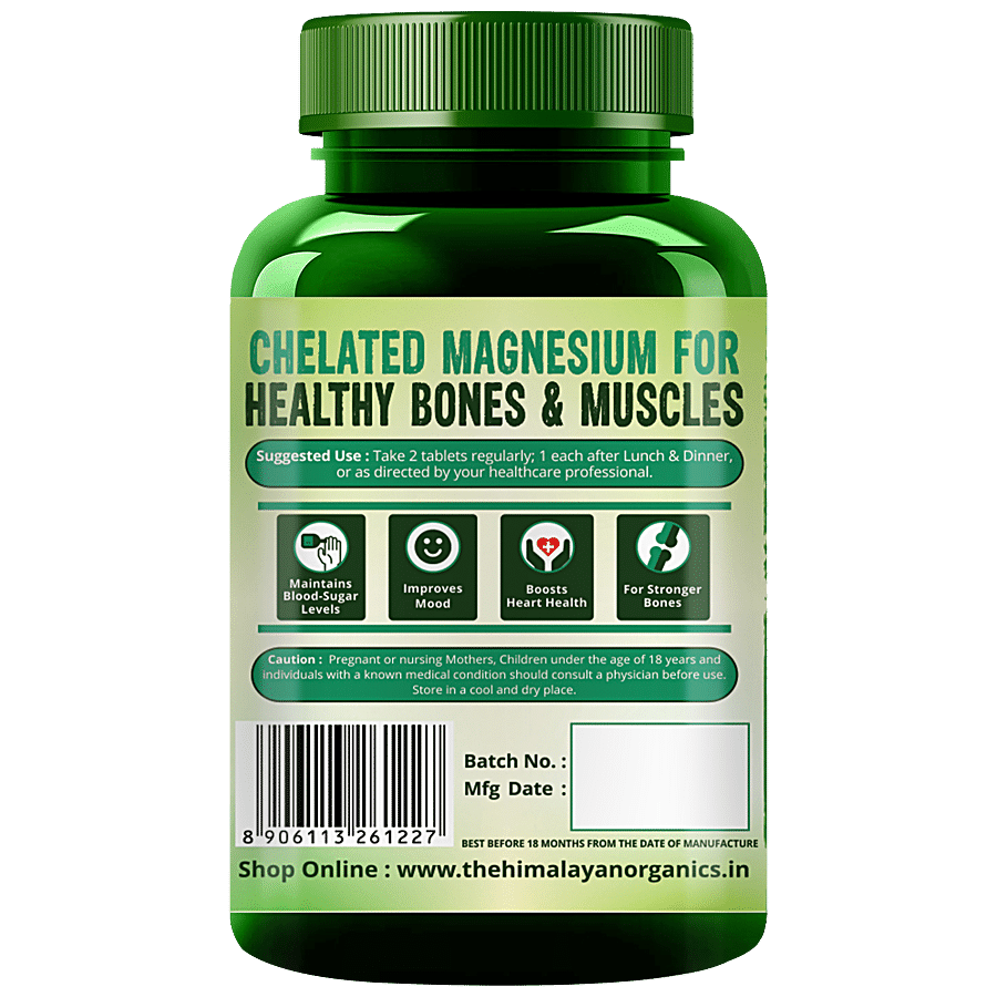 Himalayan Organics Magnesium Citrate & Glycinate Tablets - For Stronger Bones & Muscles