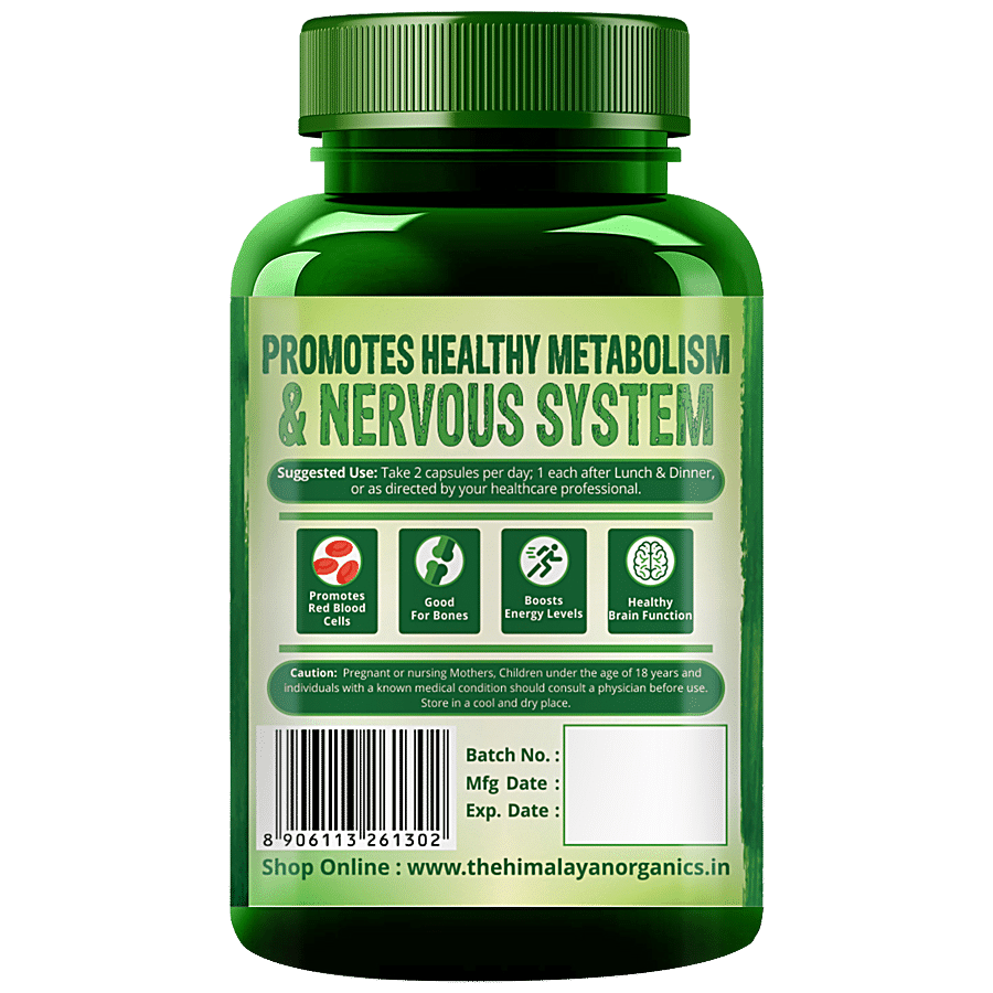 Himalayan Organics Plant Based Vitamin B12 Capsules - Green Superfood