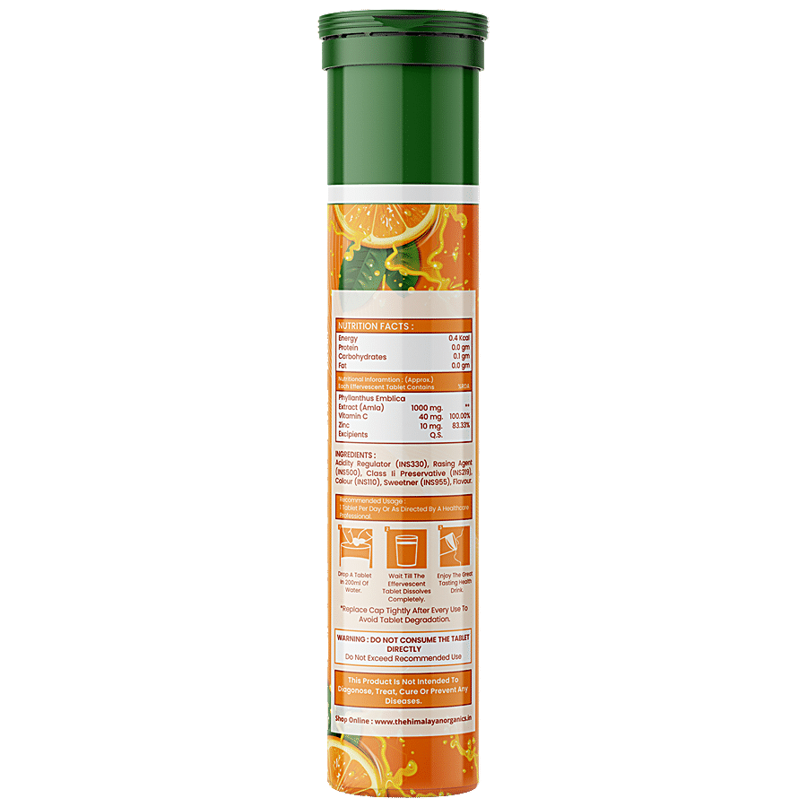 Himalayan Organics Vitamin C Effervescent Tablets - For Immunity & Antioxidant Support