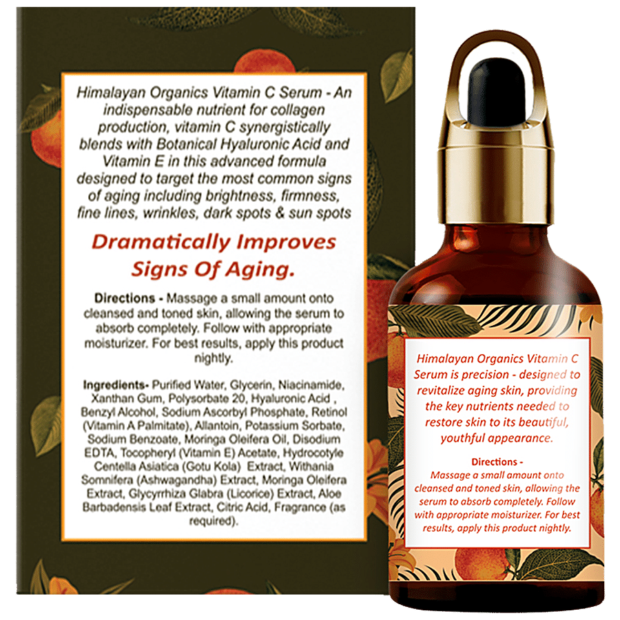 Himalayan Organics Vitamin C Facial Serum With Hyaluronic Acid - Increases Brightness