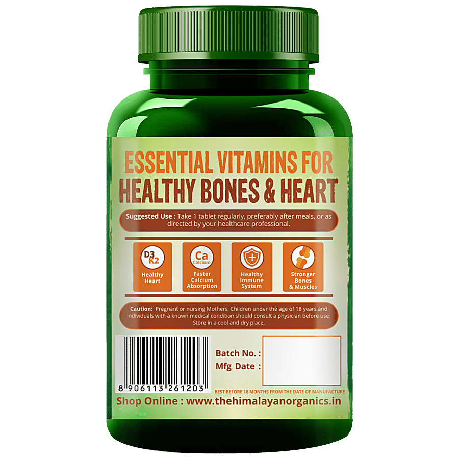 Himalayan Organics Vitamin D3 & K2 Supplement Tablet - Bone Health Booster