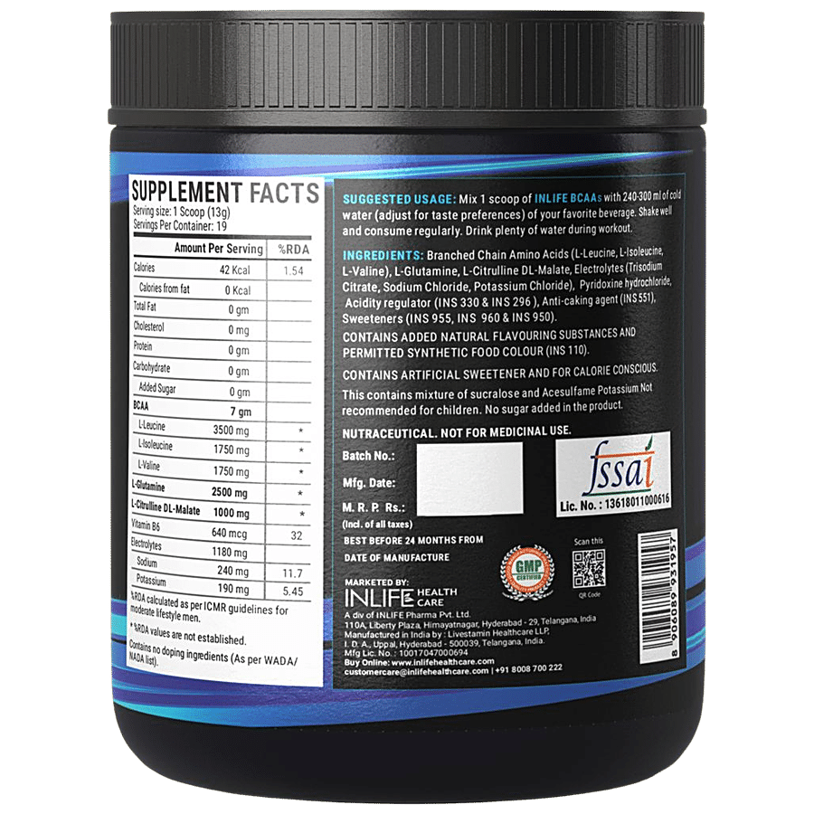 INLIFE BCAA Supplement - Pineapple