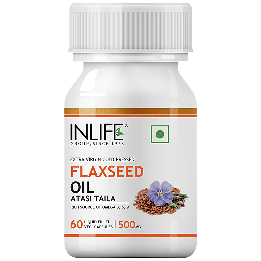 INLIFE Flaxseed Oil 500 Mg Capsules - Omega 3