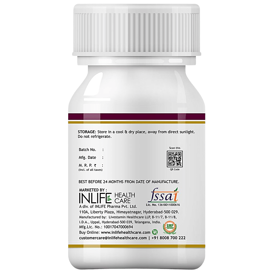 INLIFE L-Arginine 1000 Mg Capsules - Nitric Oxide Precursor