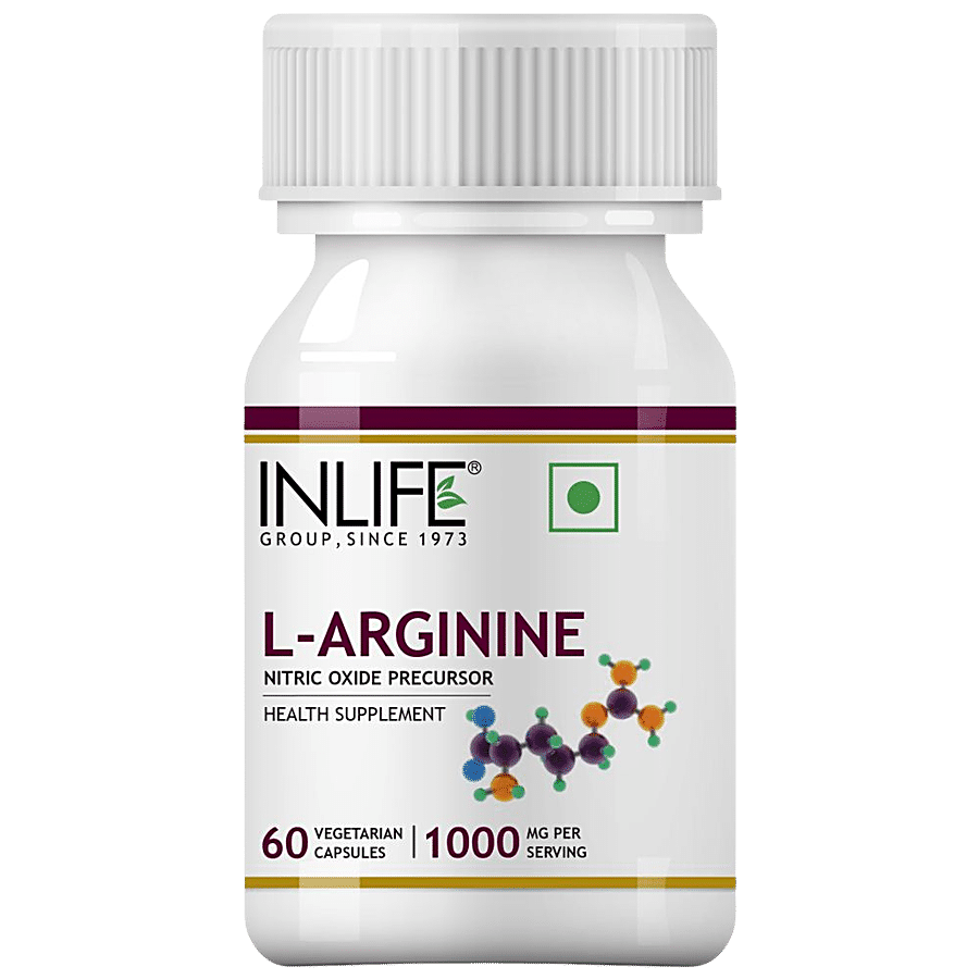 INLIFE L-Arginine 1000 Mg Capsules - Nitric Oxide Precursor