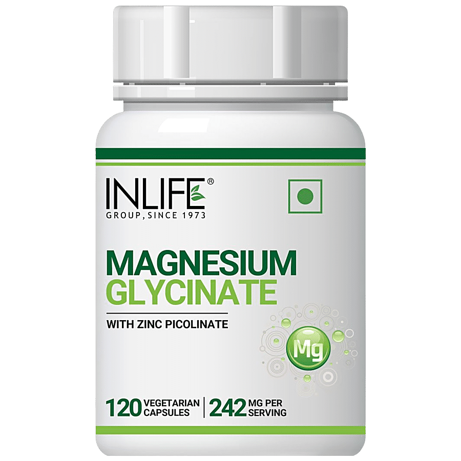 INLIFE Magnesium Glycinate Capsules - Elemental Magnesium 242 Mg