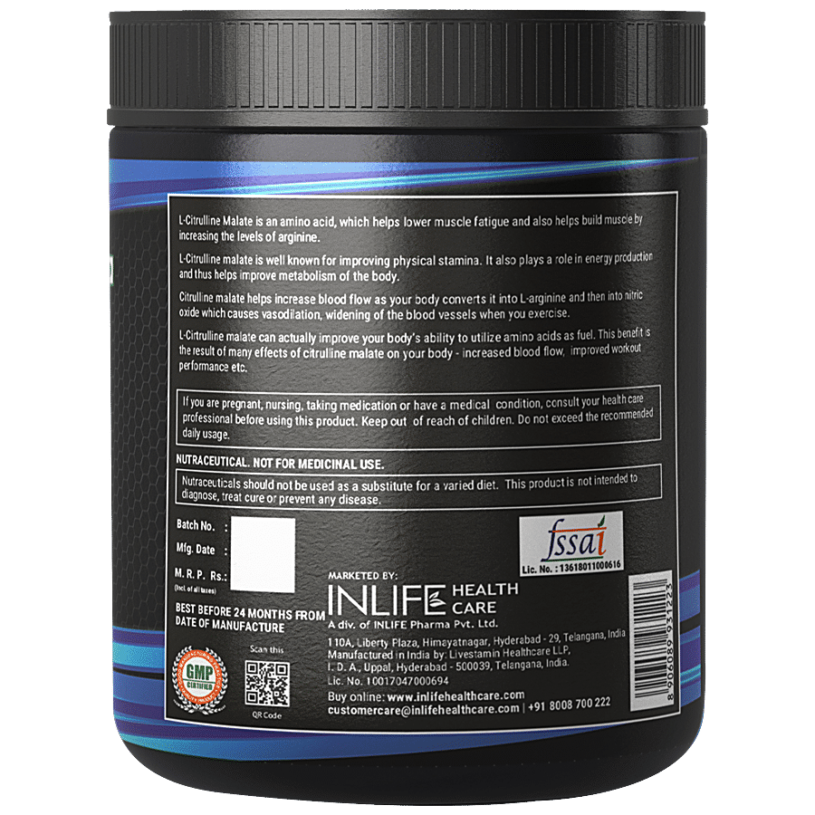 INLIFE Micronized Citrulline Malate 2:1 Powder - Unflavoured