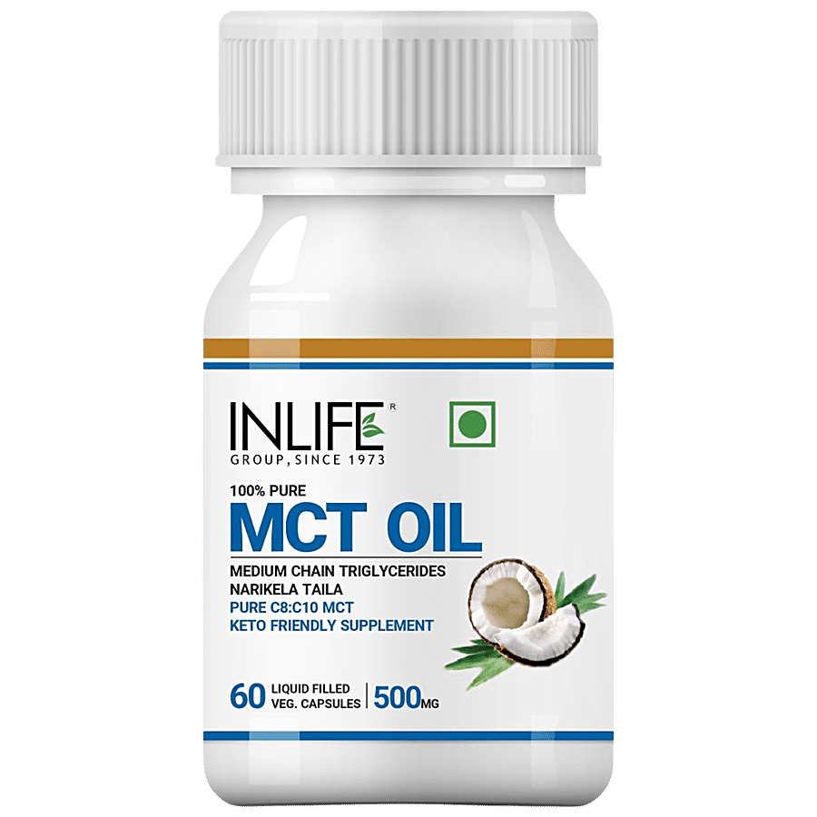 INLIFE Pure MCT Oil 500 Mg Capsules - C8 C10 Keto Diet Friendly