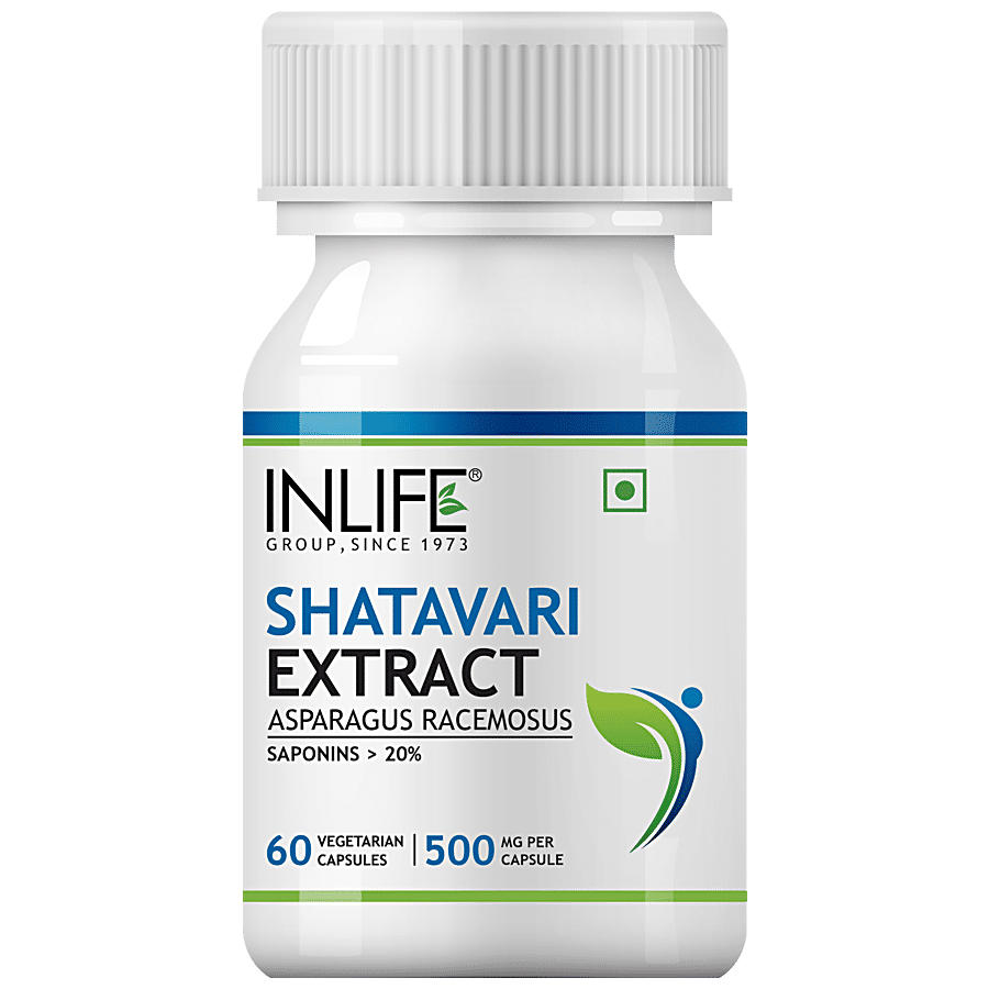 INLIFE Shatavari Extract 500 Mg Capsules - Asparagus Recemosus