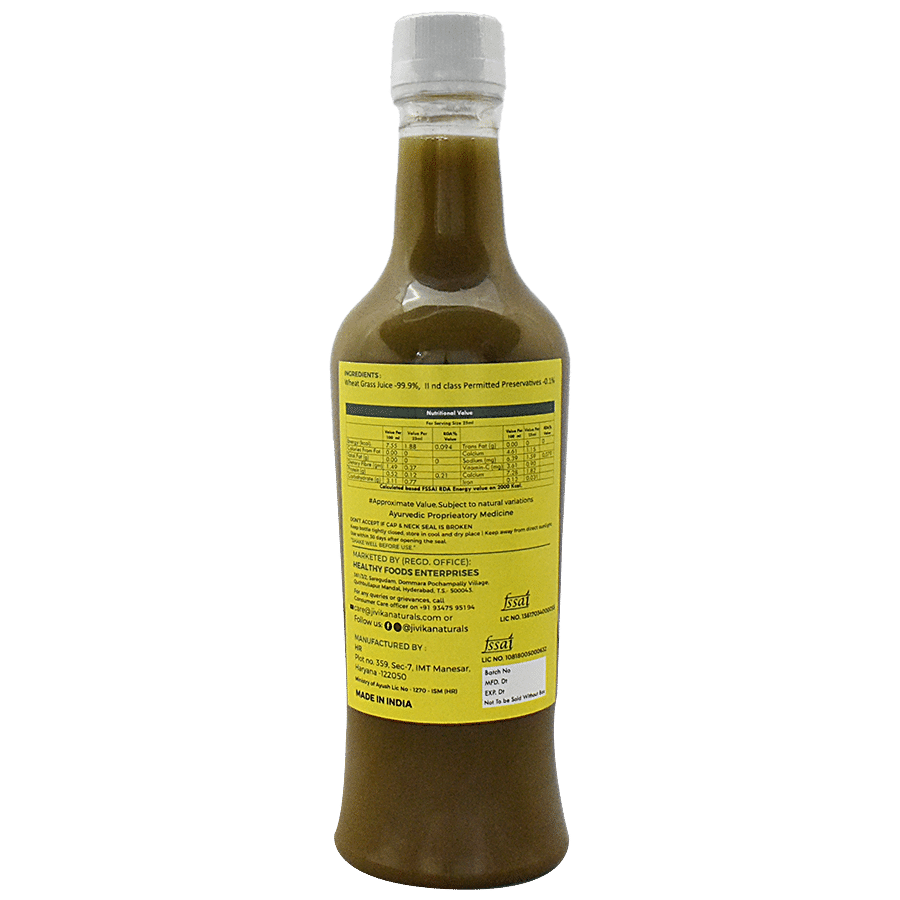 Jivika Naturals Natural Wheat Grass Juice - High In Antioxidants