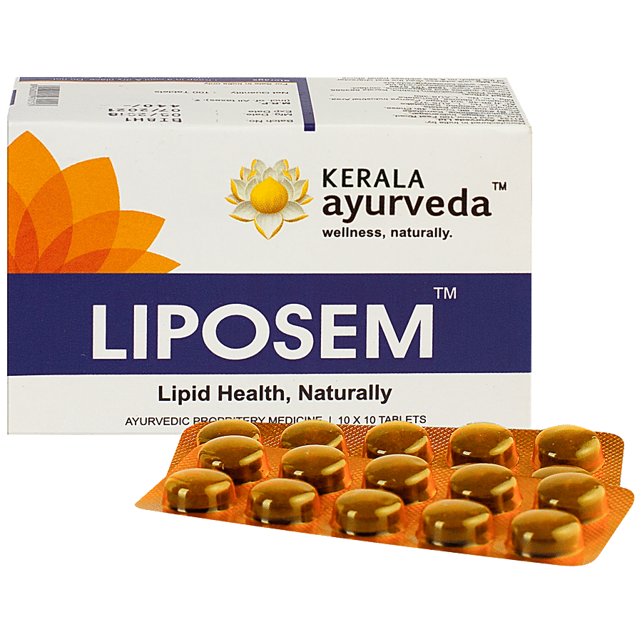 Kerala Ayurveda Liposem 100 Tablets | For Managing Normal Blood Lipid Levels | With Vrikshamla