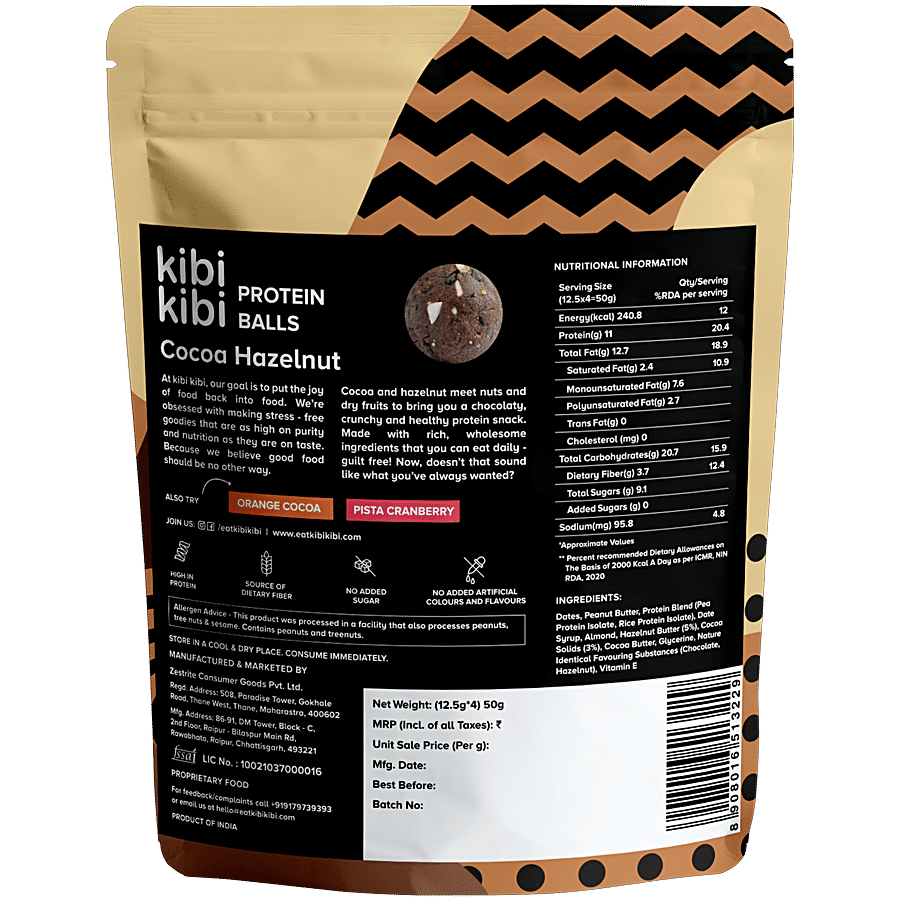 Kibi Kibi Cocoa Hazelnut Protein Balls