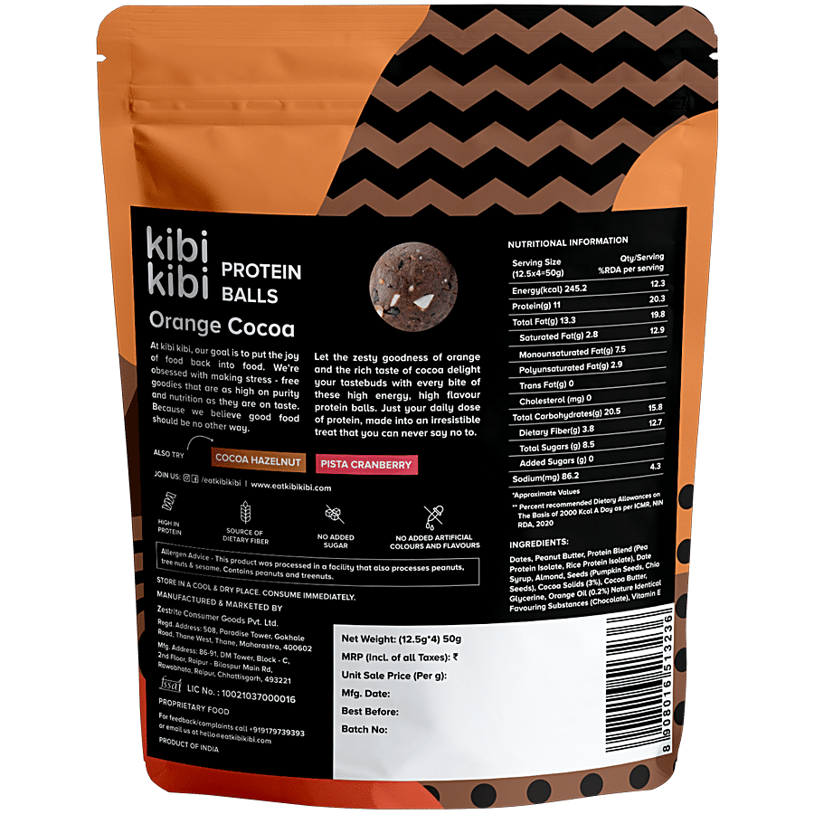 Kibi Kibi Orange Cocoa Protein Balls