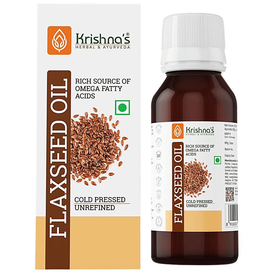 Krishnas Flax Seed Oil - 100% Pure & Organic