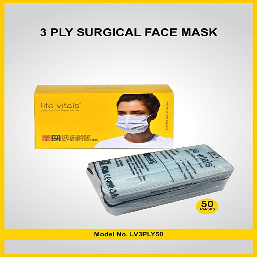 LIFE VITALS Surgical Face Mask - 3 Ply