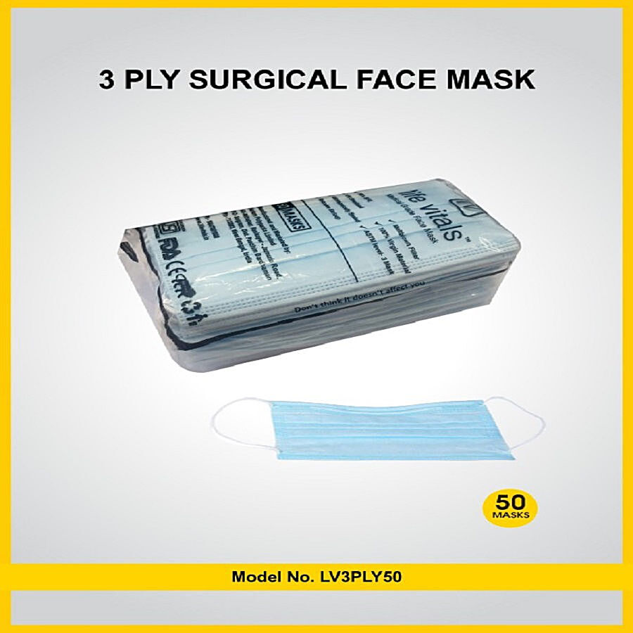 LIFE VITALS Surgical Face Mask - 3 Ply