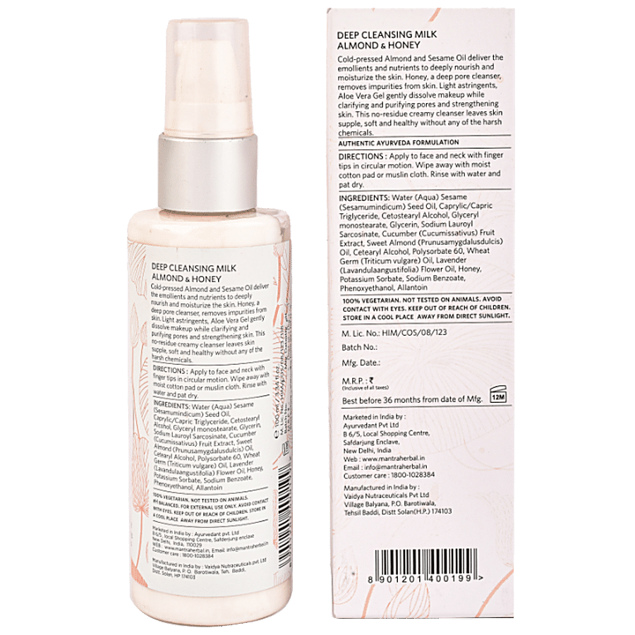 Mantra Herbal Deep Cleansing Milk Almond & Honey - Paraben Free