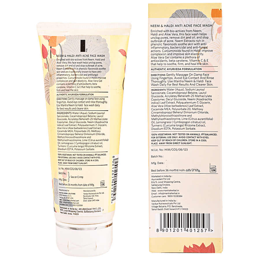 Mantra Herbal Herbal Neem & Haldi Anti Acne Face Wash - Paraben Free