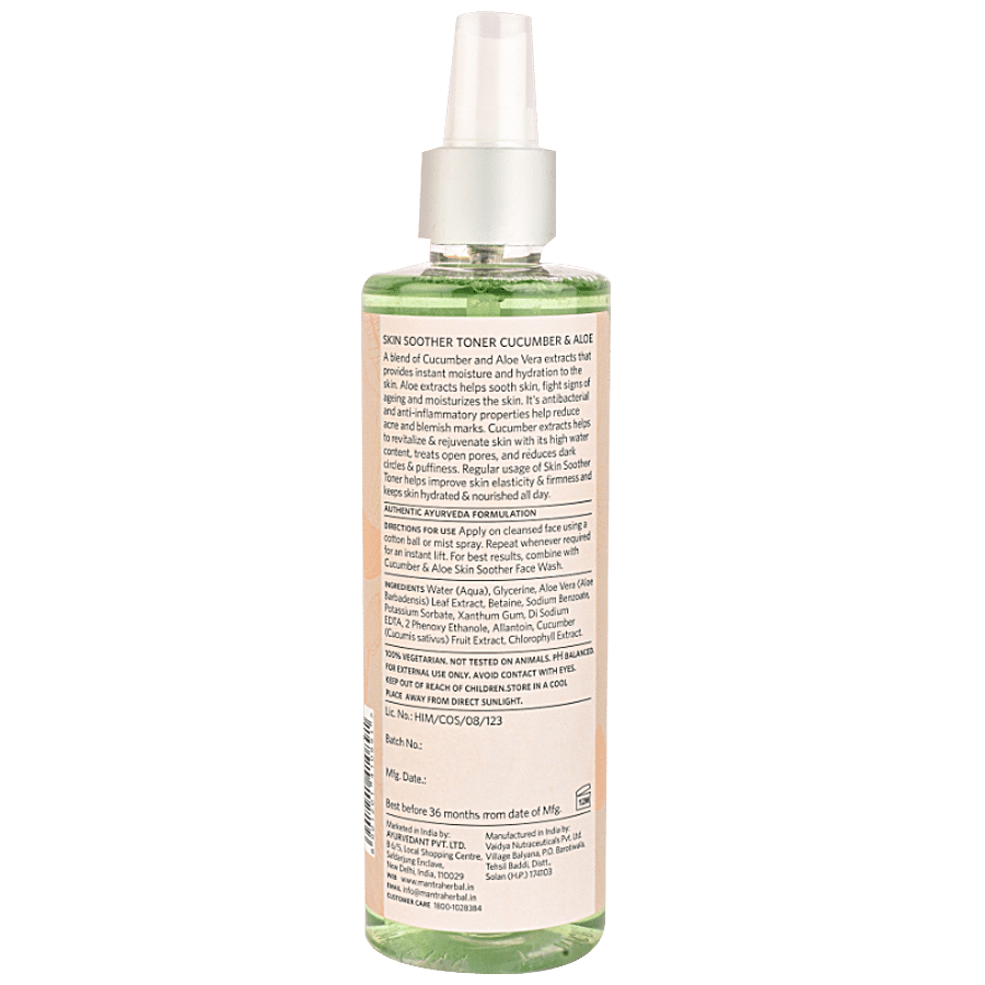 Mantra Herbal Skin Soother Toner - Cucumber & Aloe