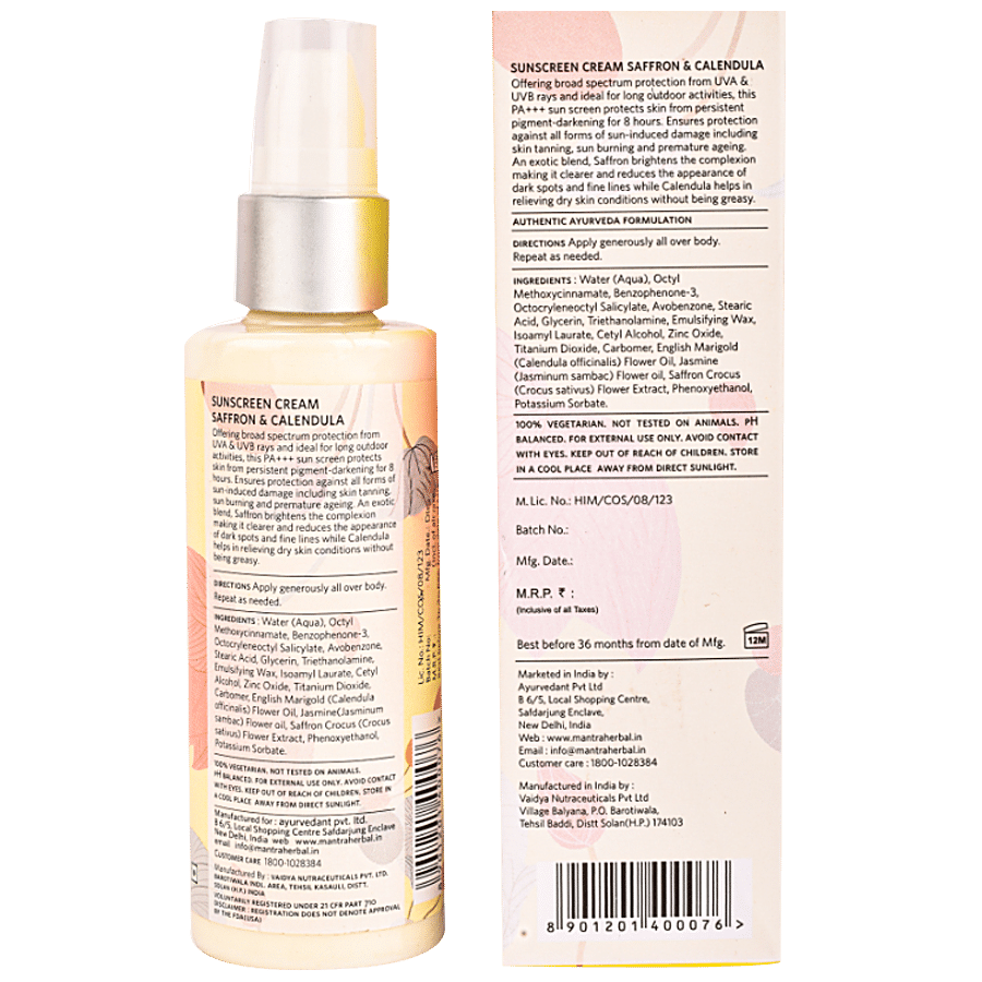 Mantra Herbal Sunscreen Cream - Saffron & Calendula