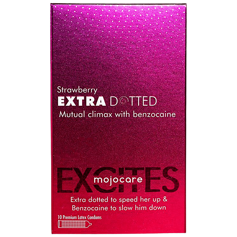 Mojocare Excites Extra Dotted Strawberry Flavoured Condoms