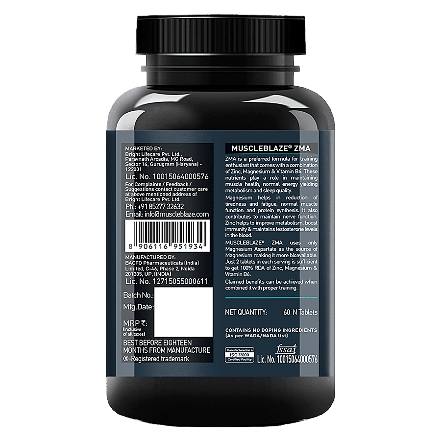 MuscleBlaze ZMA Tablets - With Zinc