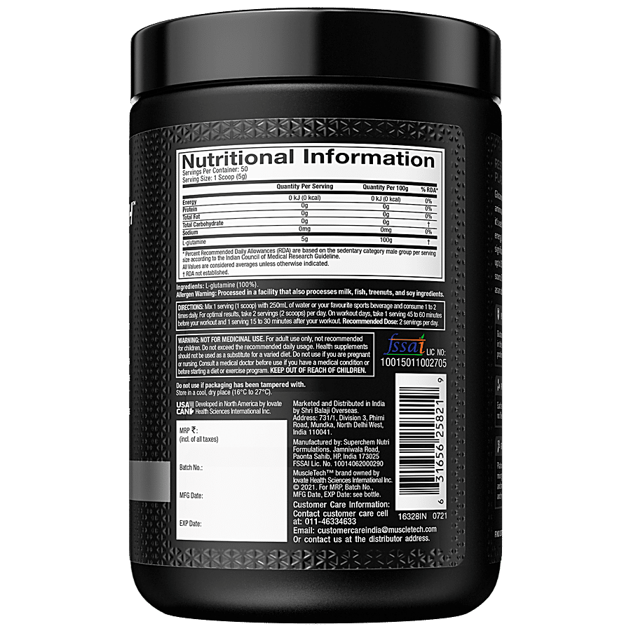 MuscleTech Platinum 100% Glutamine Powder - Health Supplement