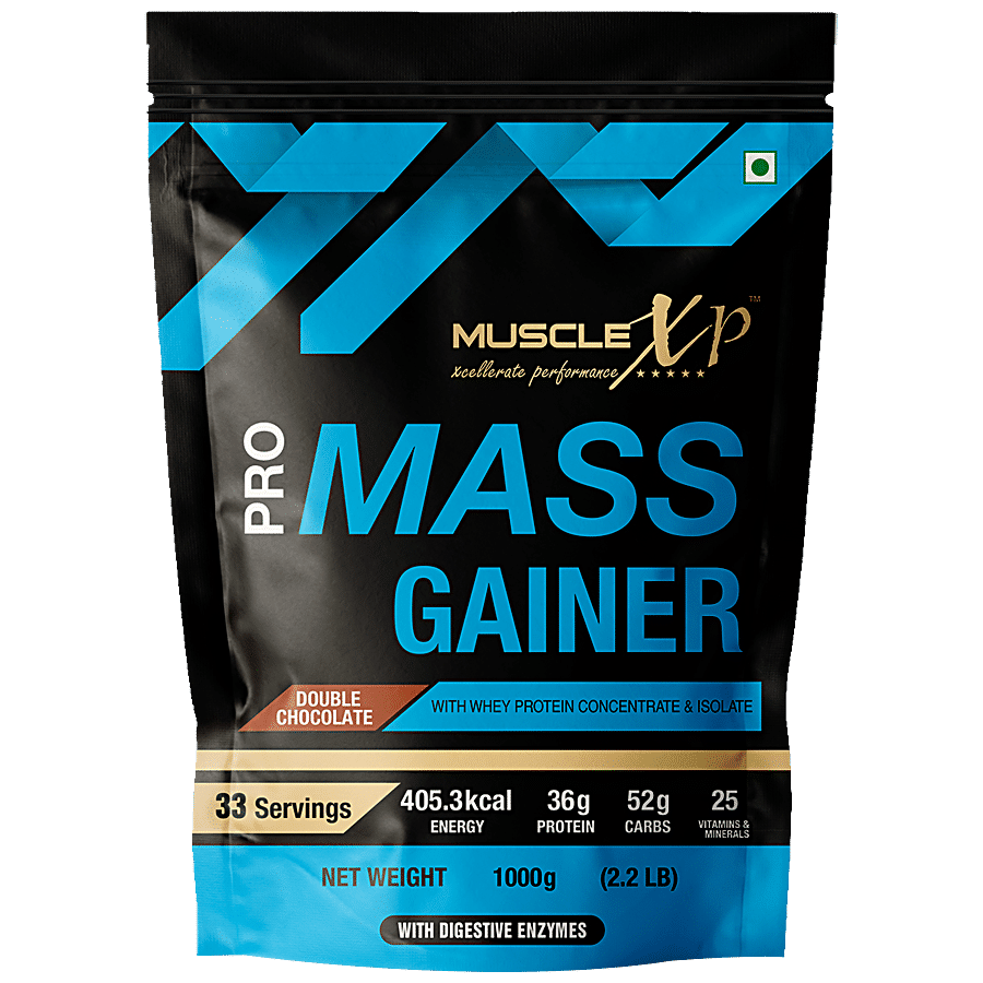 MuscleXP Pro Mass Gainer With Whey Protein Concentrate & Isolate - Double Chocolate