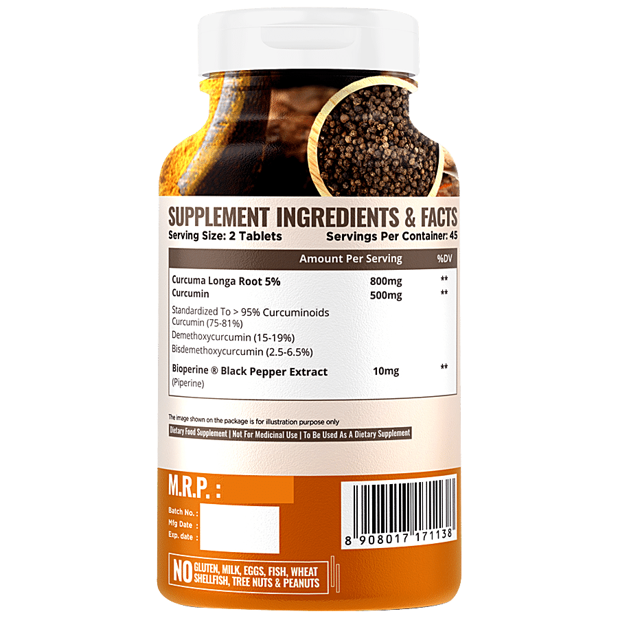 Nature Life Nutrition Curcumin Dietary Supplement Tablets - With Antioxidant Properties