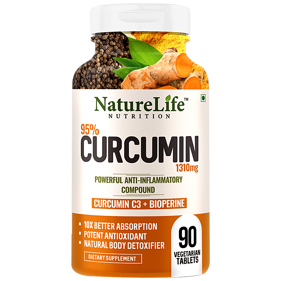 Nature Life Nutrition Curcumin Dietary Supplement Tablets - With Antioxidant Properties