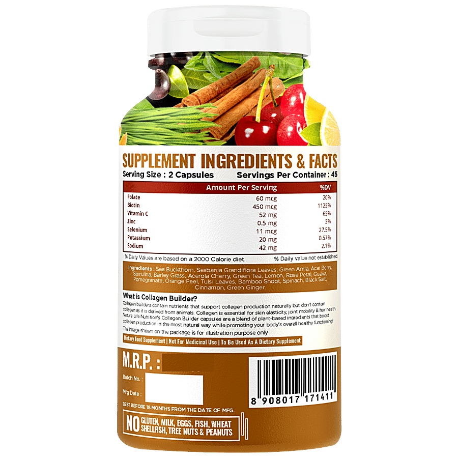 Nature Life Nutrition Plant Based Collagen Builder Capsule - Enhances Skin Elasticity