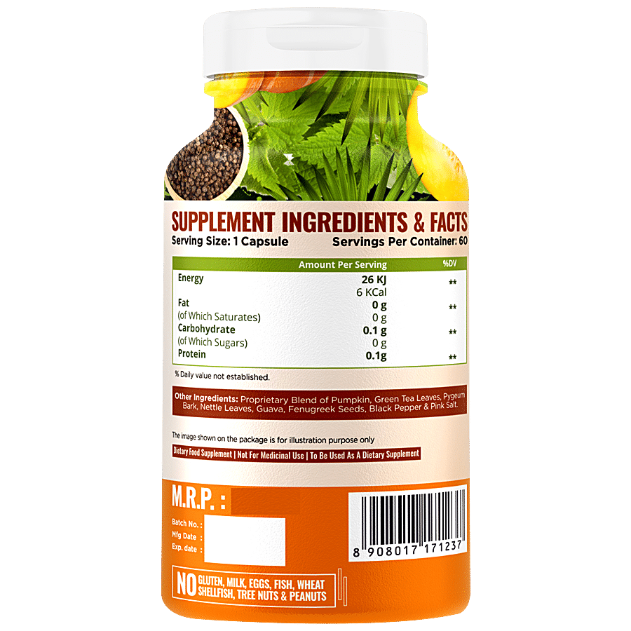 Nature Life Nutrition Plant Based DHT Blocker Dietary Supplement Capsules - For Hair Growth