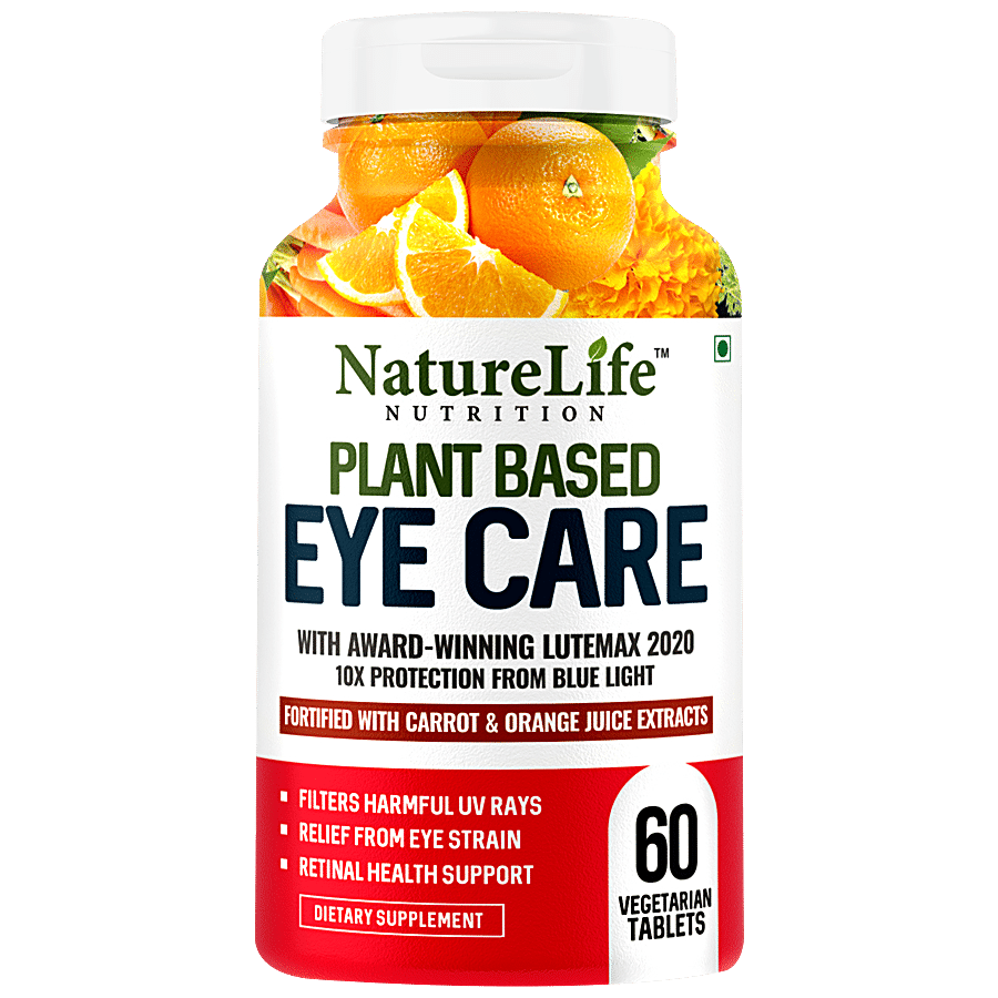 Nature Life Nutrition Plant Based Eye Care Tablets - With Carrot & Orange Juice Extracts