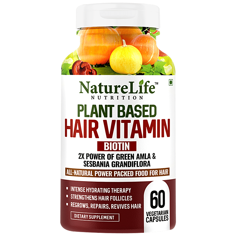 Nature Life Nutrition Plant Based Hair Vitamin Capsule With Biotin - Strengthens Follicles