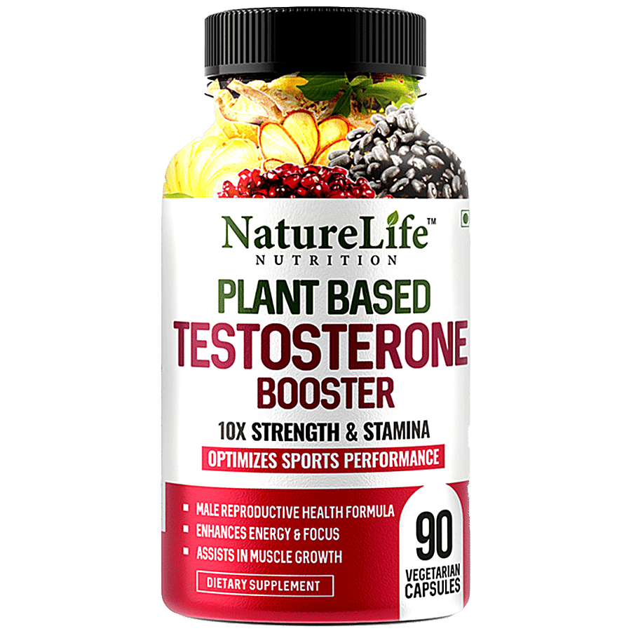 Nature Life Nutrition Plant Based Testosterone Booster Dietary Supplement Capsules - For Strength