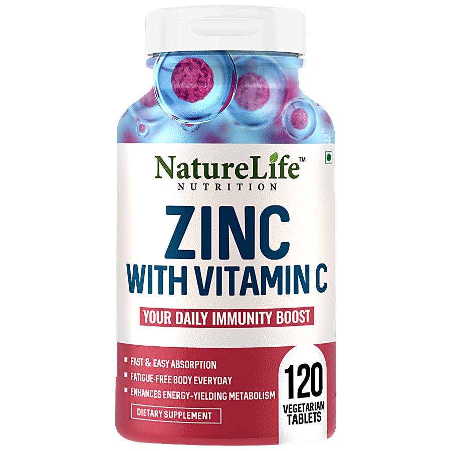 Nature Life Nutrition Zinc Dietary Supplement Tablets - With Vitamin C