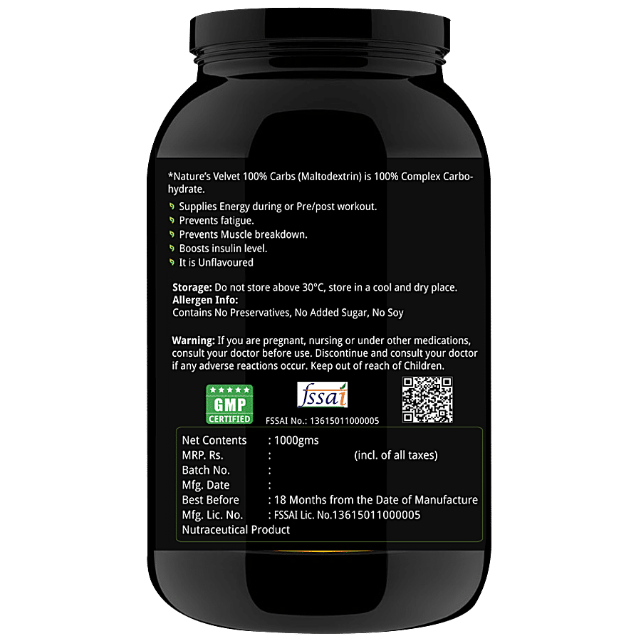 Natures Velvet 100 % Carbs Unflavoured Dietary Supplement Powder - For Weight Gain & Energy