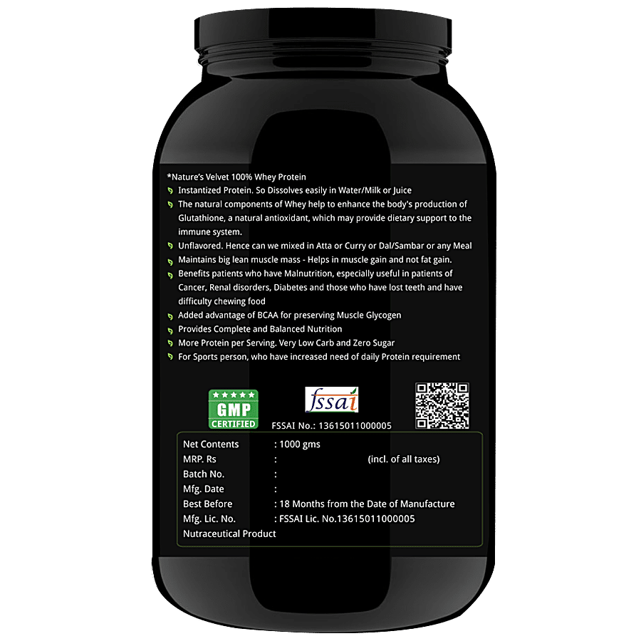 Natures Velvet 100 % Whey Protein - For Fitness & Strength