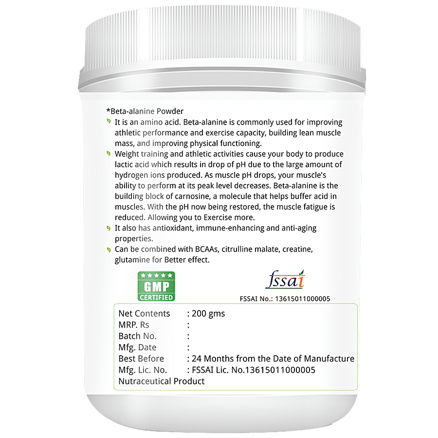 Natures Velvet Beta-Alanine Powder - Improves Athletic Performance Capacity