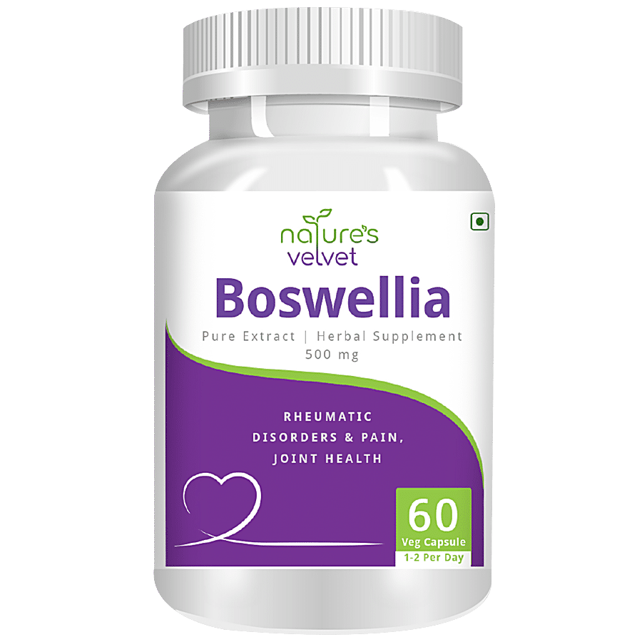 Natures Velvet Boswellia Serrata Extract 500 mg Vegetarian Capsules - For Joint Health