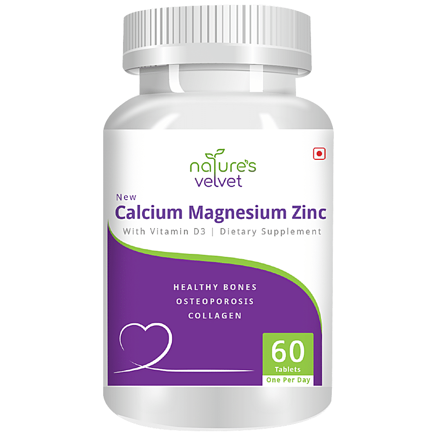 Natures Velvet Calcium Magnesium Zinc With Vitamin D3 Tablets - For Healthy Bones