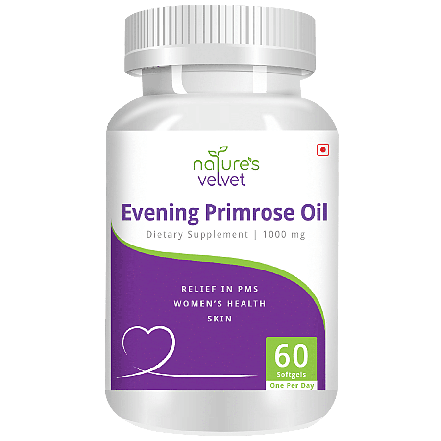 Natures Velvet Evening Primrose Oil 1000mg Softgels - Most Potent For Womens Health