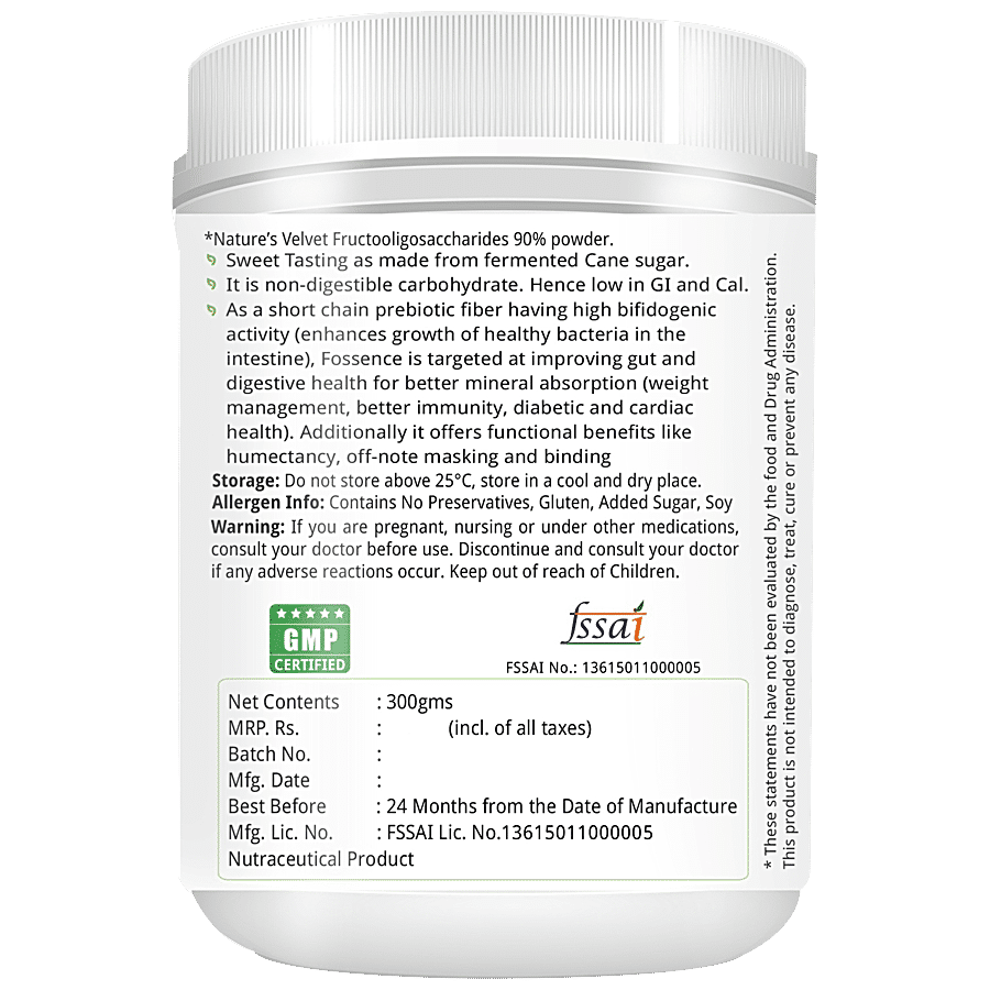 Natures Velvet FOS (Fructooligosaccharides) Powder - Sugar Substitute Sweetener